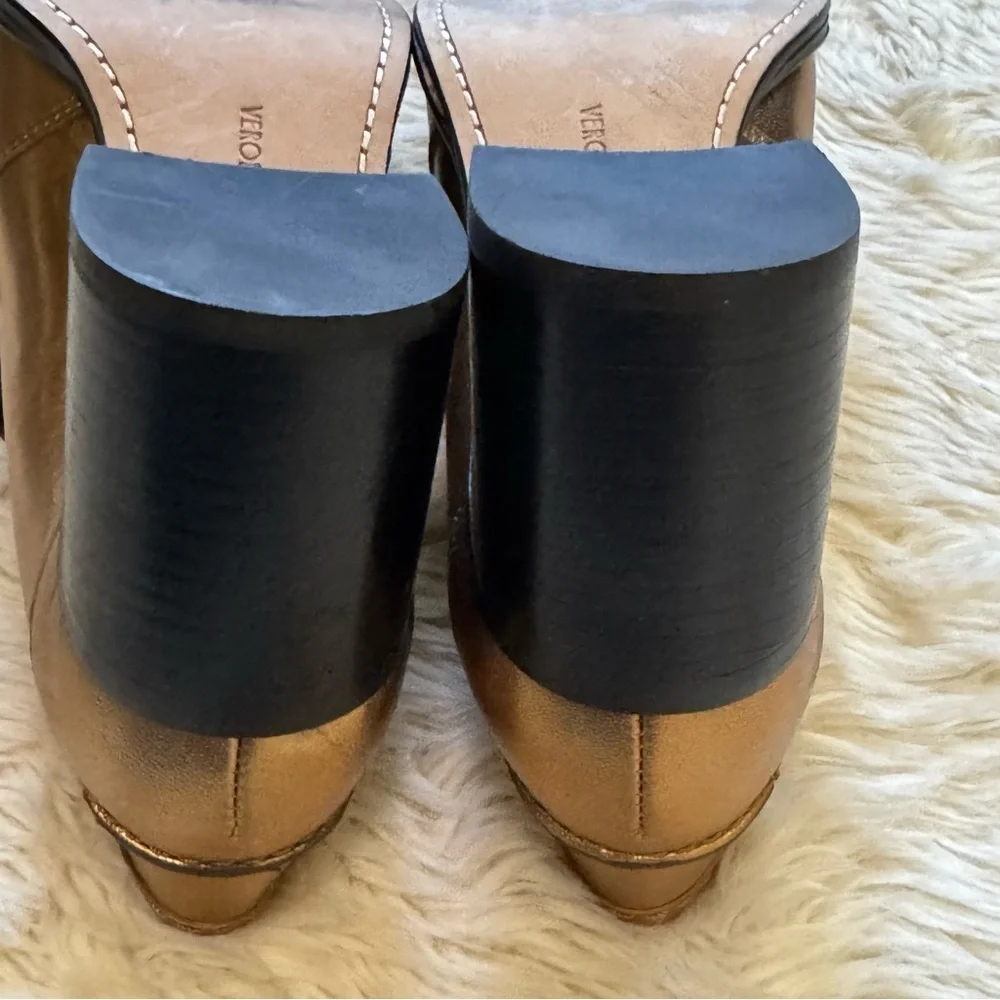 Veronica Beard Penny Block Heel Pump in Dark Gold Leather - Size 6.5 - Picture 7 of 8